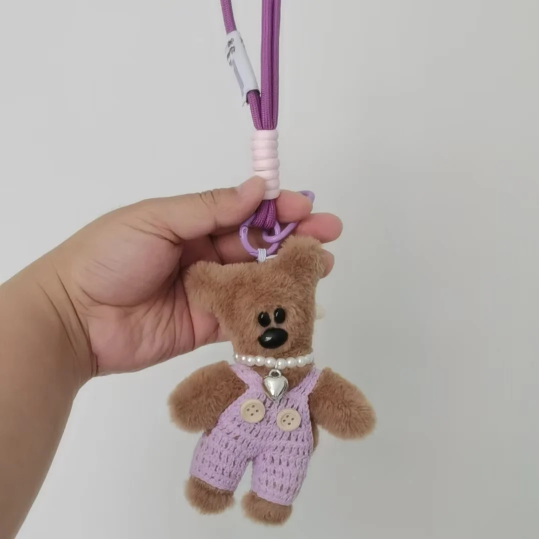 15cm Lovely Small Bear Plush Toy Keychains Cute Bear Backpack Pendant Anti drop chain Car Keyring Girls Women Bag Accessories