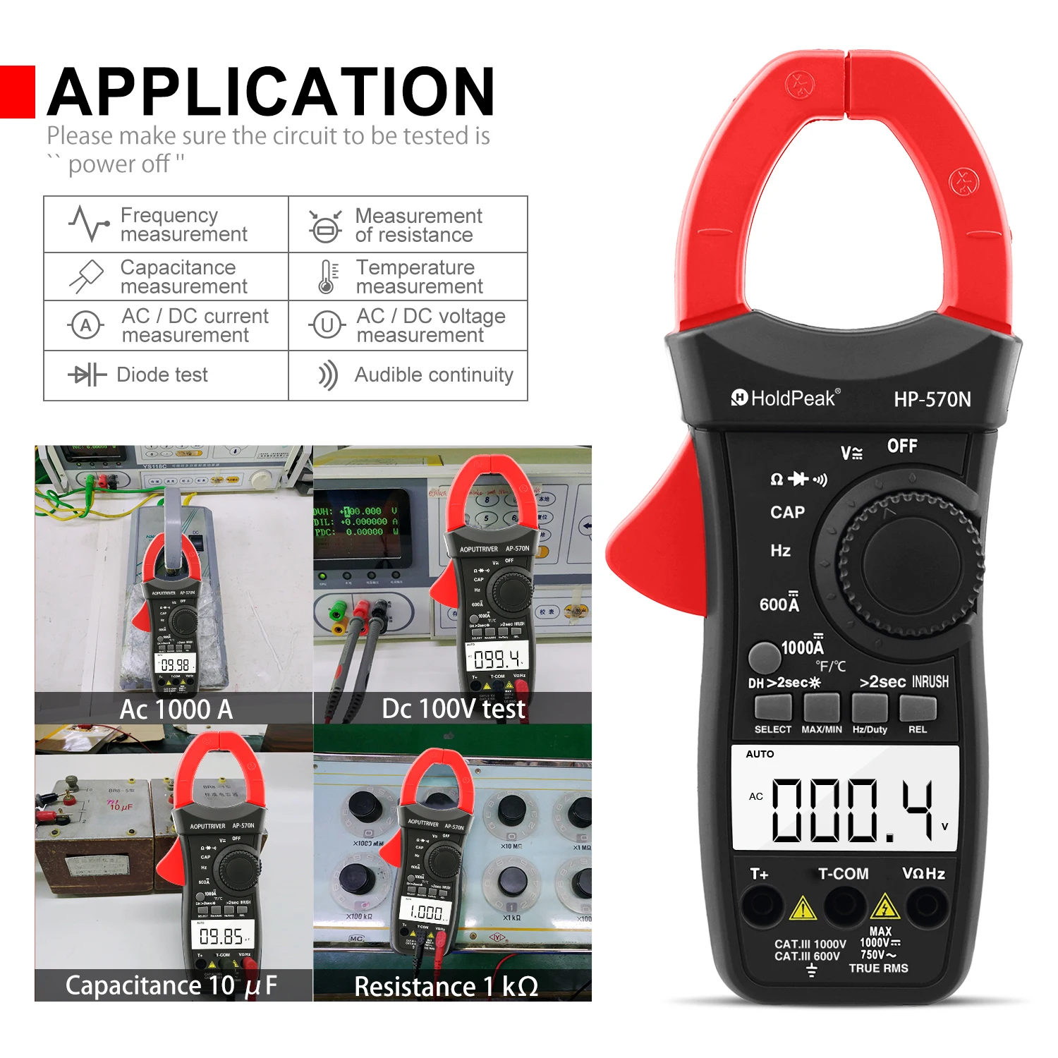 

6000 DIGITS DISPLAYAC/DC AUTO CAL CLAMP MULTIMETER,DC AC Voltage,DC AC Current,Accurate measurement,industrial measurement 570 N