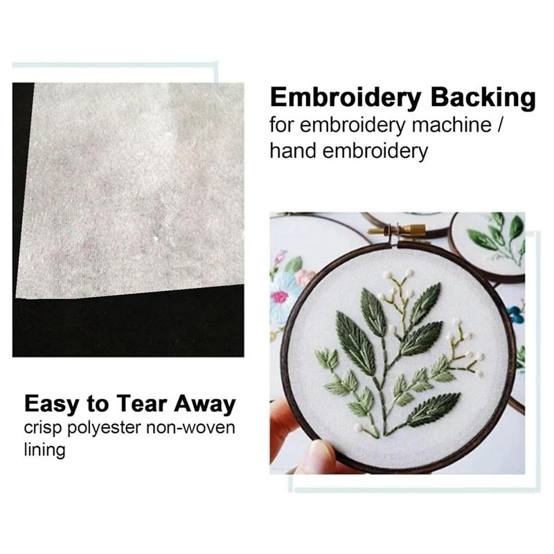 Tear Away Stabilizer For Embroidery, 8X8inch 100PCS Precut Embroidery Stabilizers, Embroidery Backing Stabilizer