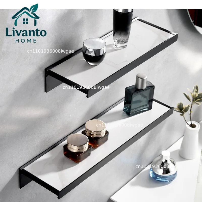 

Aluminum Alloy Storage Racks Marble Towel Holders Wall Mounted Type Bathroom Household Shelves