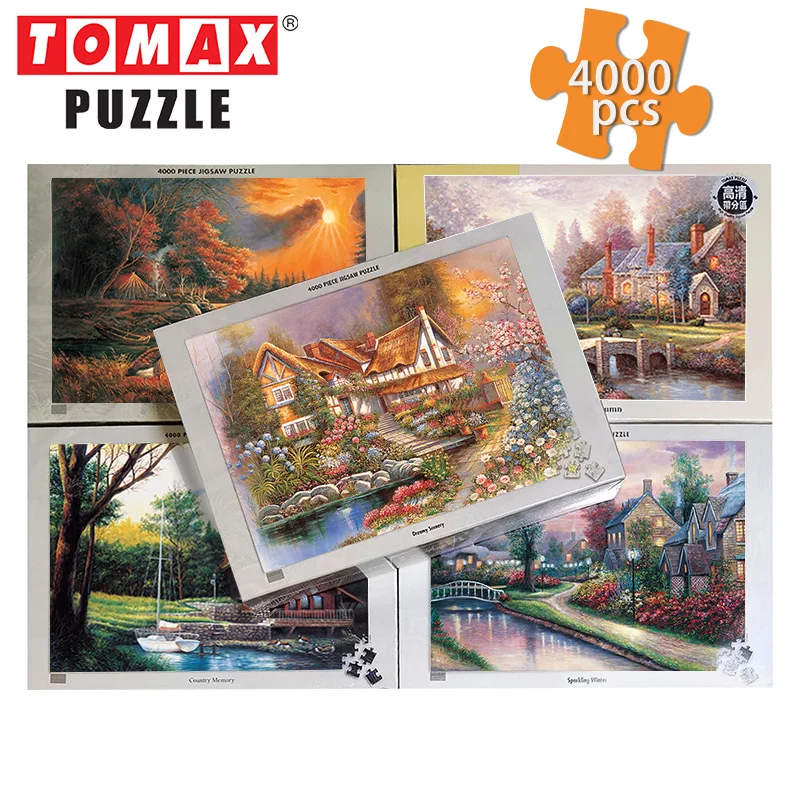 

Adult Puzzle 4000 Pieces Landscape Oil Painting Pastoral Art Decorative Painting Decompression and Decompression High Difficulty Healing Game Board Game Toy Holiday Gift
