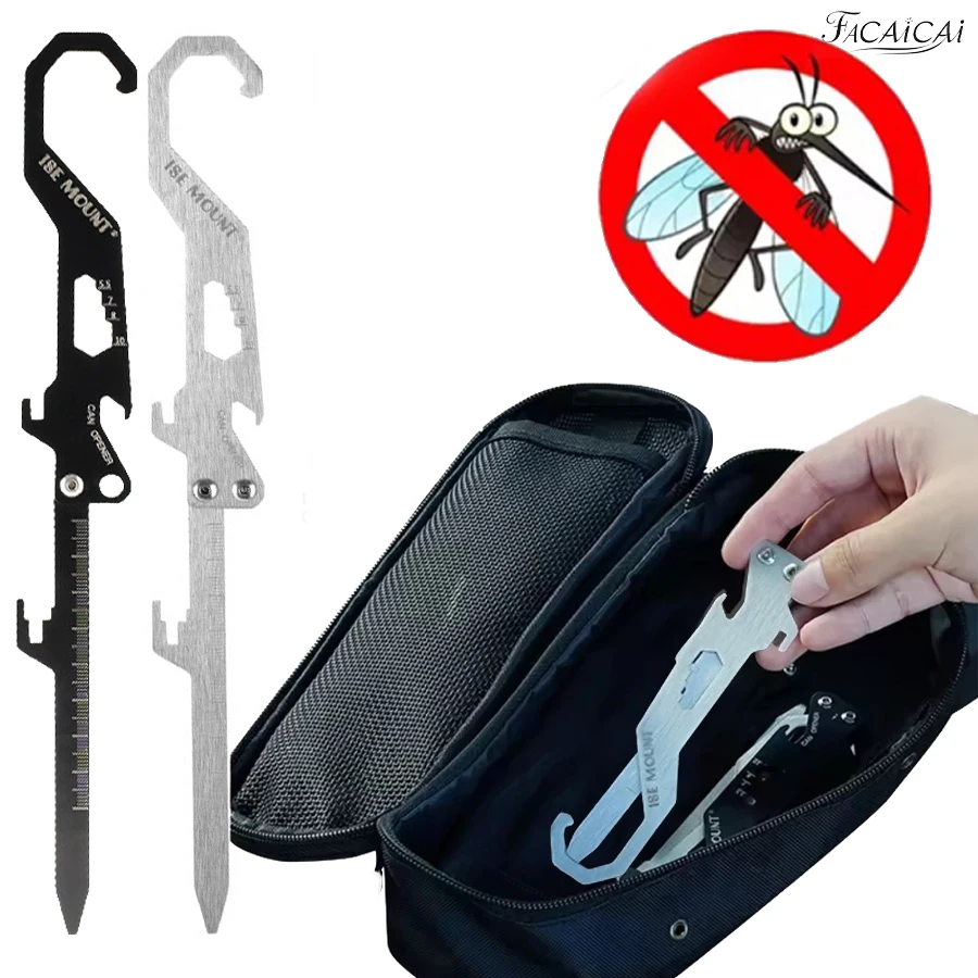 

Stainless Steel Hook Mosquito Coil Bracket Bottle Opener Measuring Ruler Foldable Camping Stakes Multifunctional Outdoor Tent