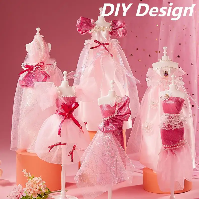 

Розовое красивое модное платье, детский современный дизайн одежды, комплект для девочек 5–12 лет, наборы игрушек ручной работы «сделай сам», подарок на день рождения, элегантные платья