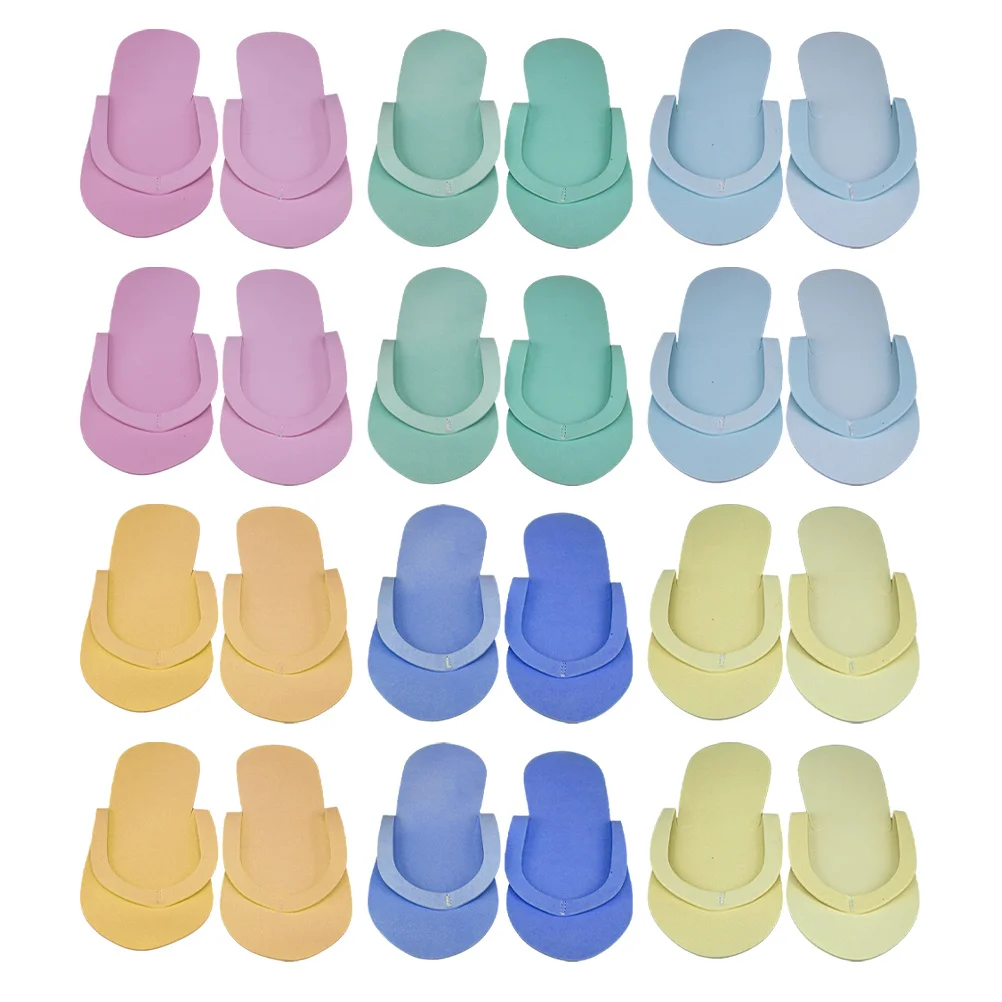 

12Pair Eva Foam Disposable Slippers Soft Comfortable Breathable Folding Hotel Travel Spa Guest Use Disposable Slippers