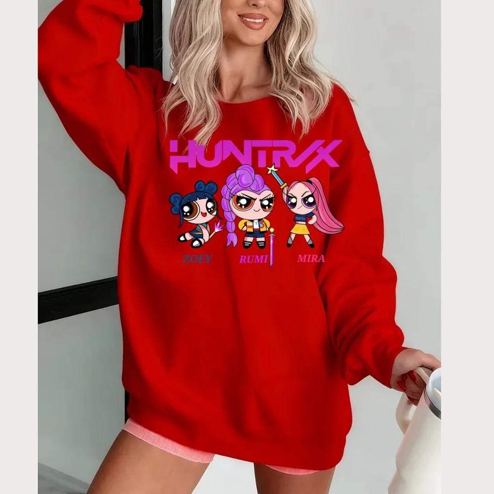 K-pop men's and women's fashion cartoon trend pullover hoodie witch hunting women's group sweater retro cool street top