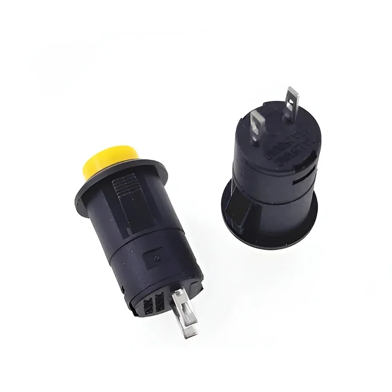 10PCS DS-425 Blue Card Buckle Circular Self Resetting Power Button Switch Size 12mm 3A 250V AC/6A 125V AC 2-Pin Push Switch