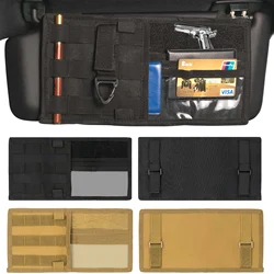Universal Tactical Car Sun Visor MOLLE EDC Vehicle Gear Organizer Pouch CD Card Pen Multi-pockets Storage Bag Holder Accessories