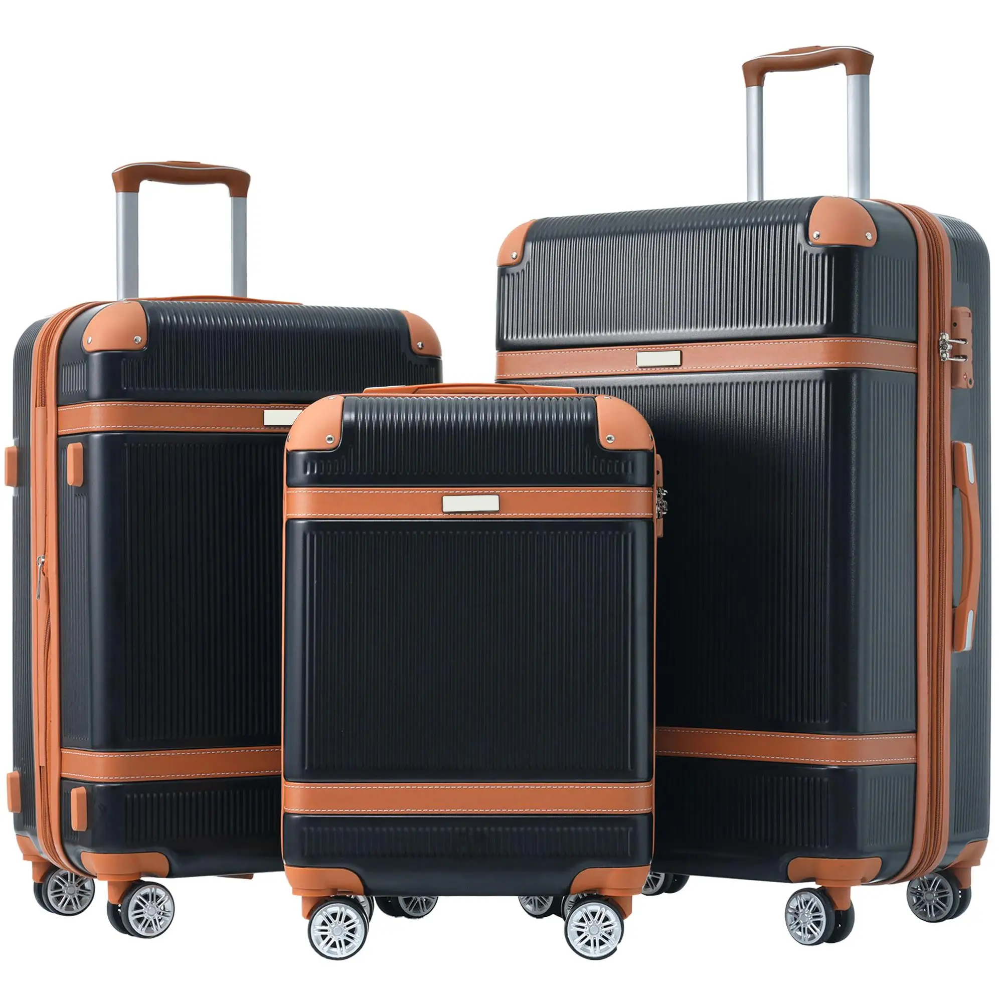 3-Piece Hardshell Luggage Set - Lightweight Suitcases with 8 Wheels & TSA Lock - 20'' 24'' 28'' Spinners