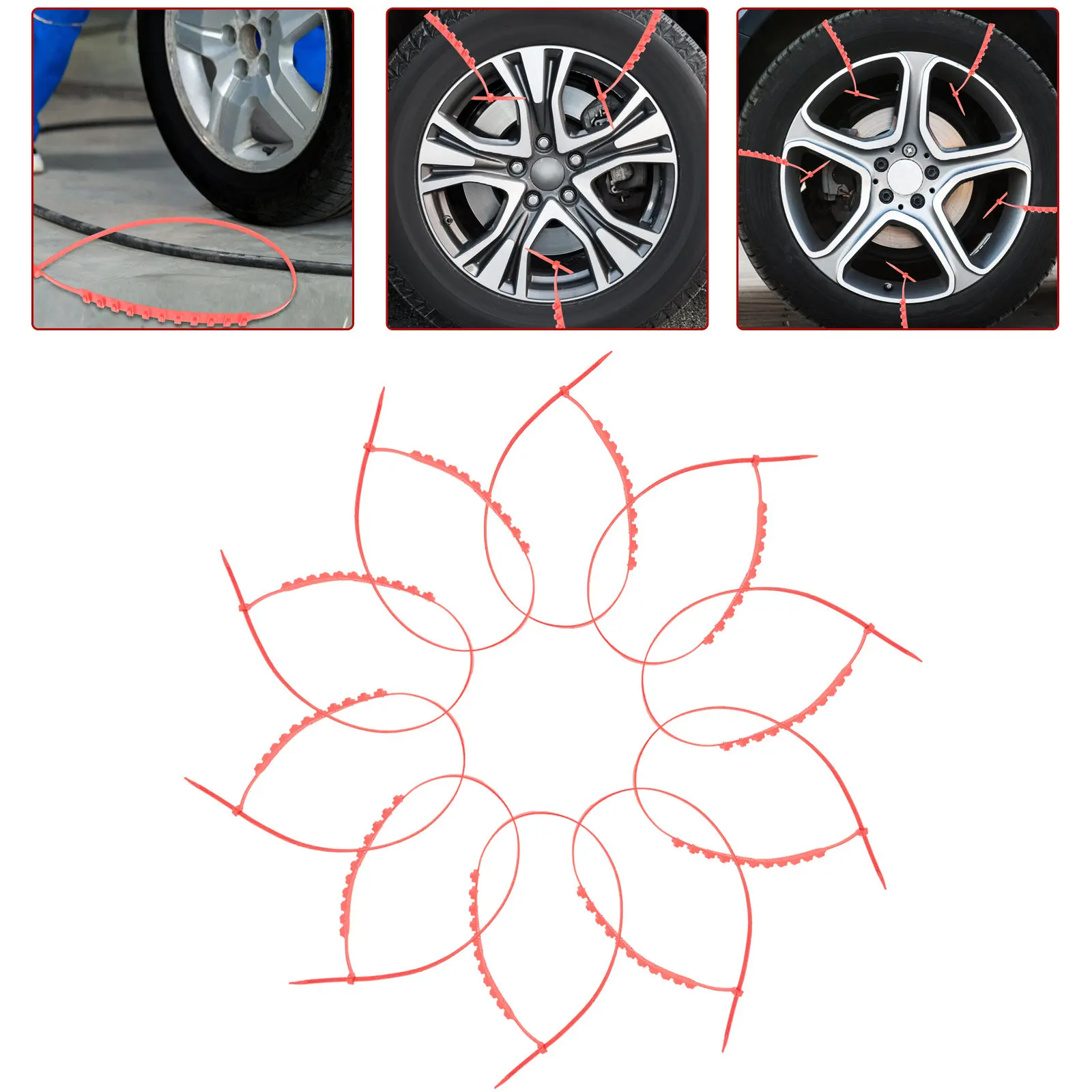 

10pcs Anti-Skid Chains For Tires Ultra Lightweight Snow Cable Car Tire Chains Non-Slip Traction For Ice Truck Wheel Zip Ties