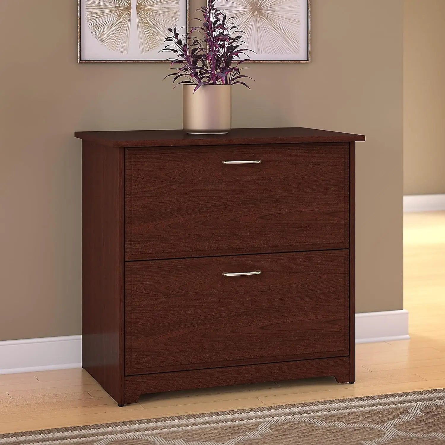 2 Drawer Lateral File Cabinet in Heather Gray Home Office Chest for Letter Legal and A4-size Document Storage