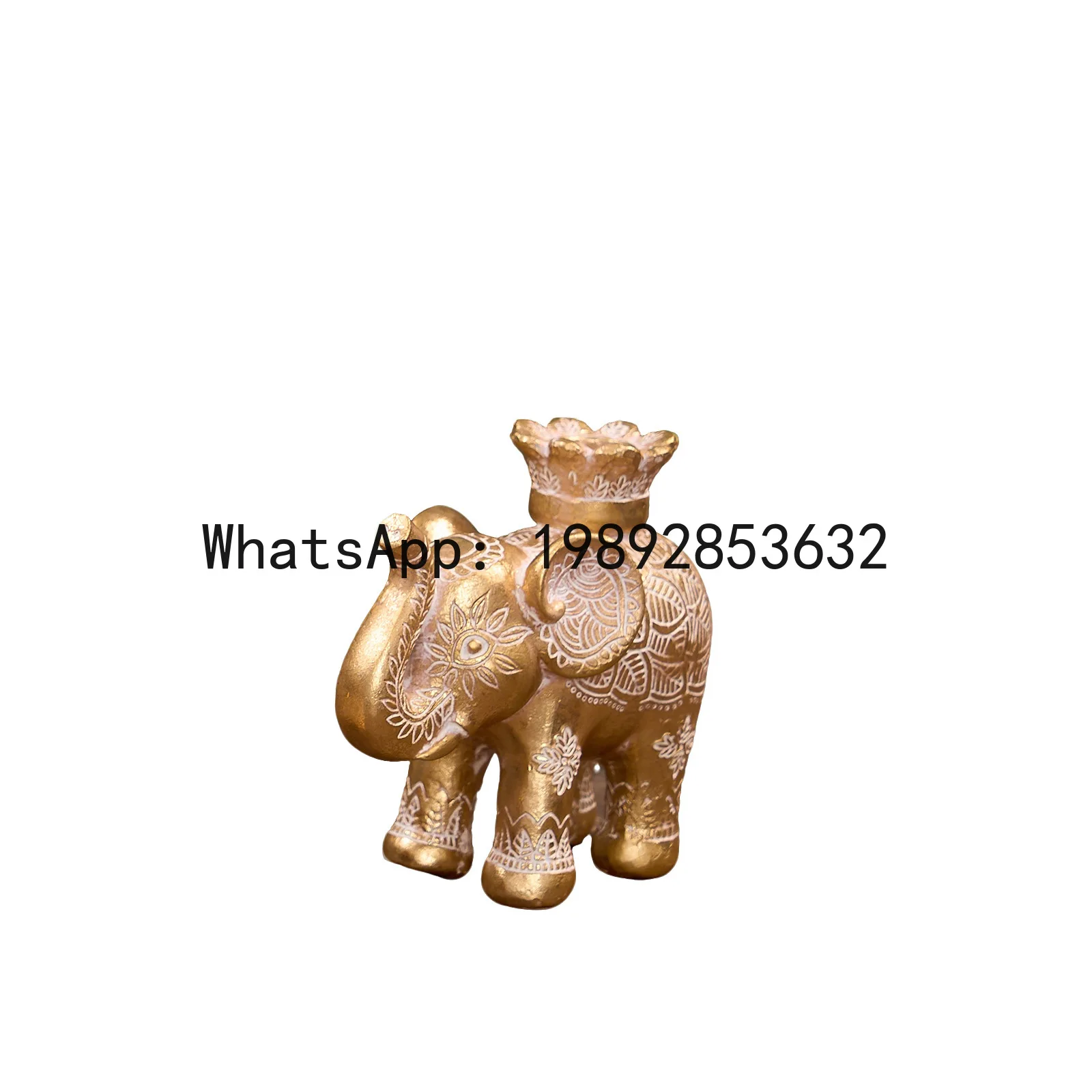 

PYJ Home Decor Crafts Gold Standing Elephant Resin Candle Holder Light Luxury Hand Depicted