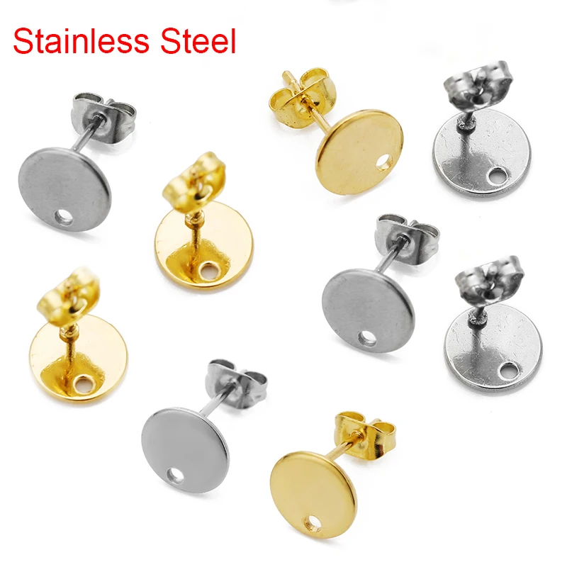 20 Stks/partij Hypoallergeen Roestvrij Staal Stud Earring Haken Connector Met Earring Stop Backs Voor Diy Sieraden Maken Bevindingen