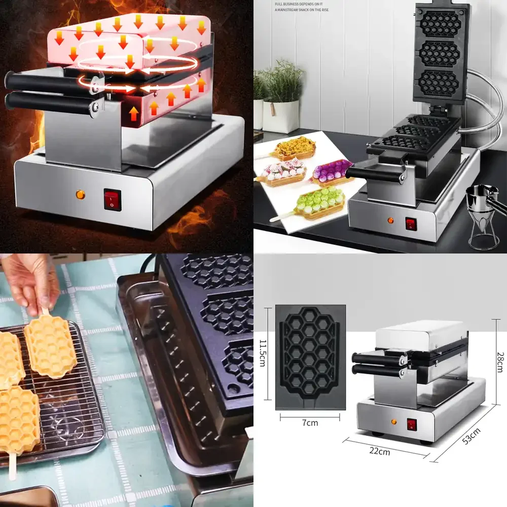 

Commercial Electricity Kitchen Waffle Machine Honeycomb Mold Shaped Non-stick Waffle Mould Bakeware Pancake