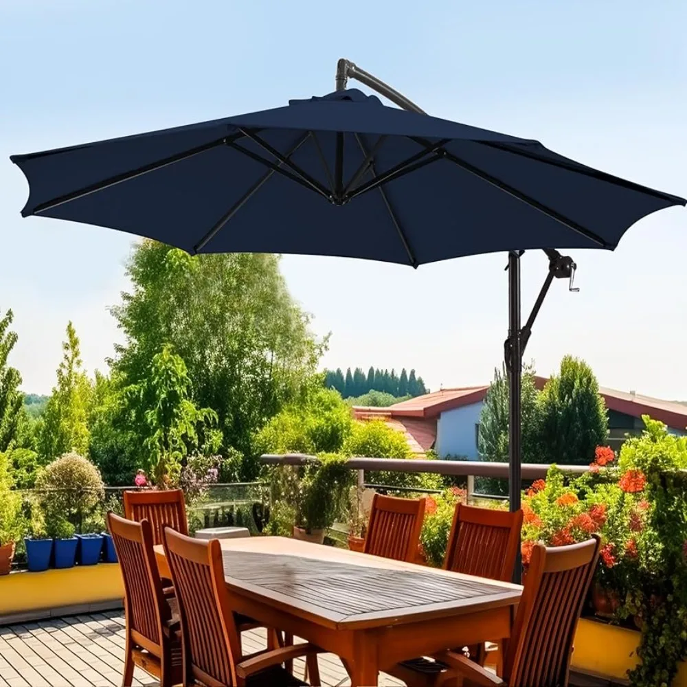 Fade Resistant Waterproof RECYCLED FABRIC Canopy & Cross Base Umbrellas and Terrace Bases for Yard Garden & Deck Outdoor