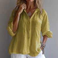 Casual Linen Long Sleeve Blouse Women 2025 Summer Fashion Turn-down Collar Loose Shirts White Blouses Femme Tops Elegant - Image 3