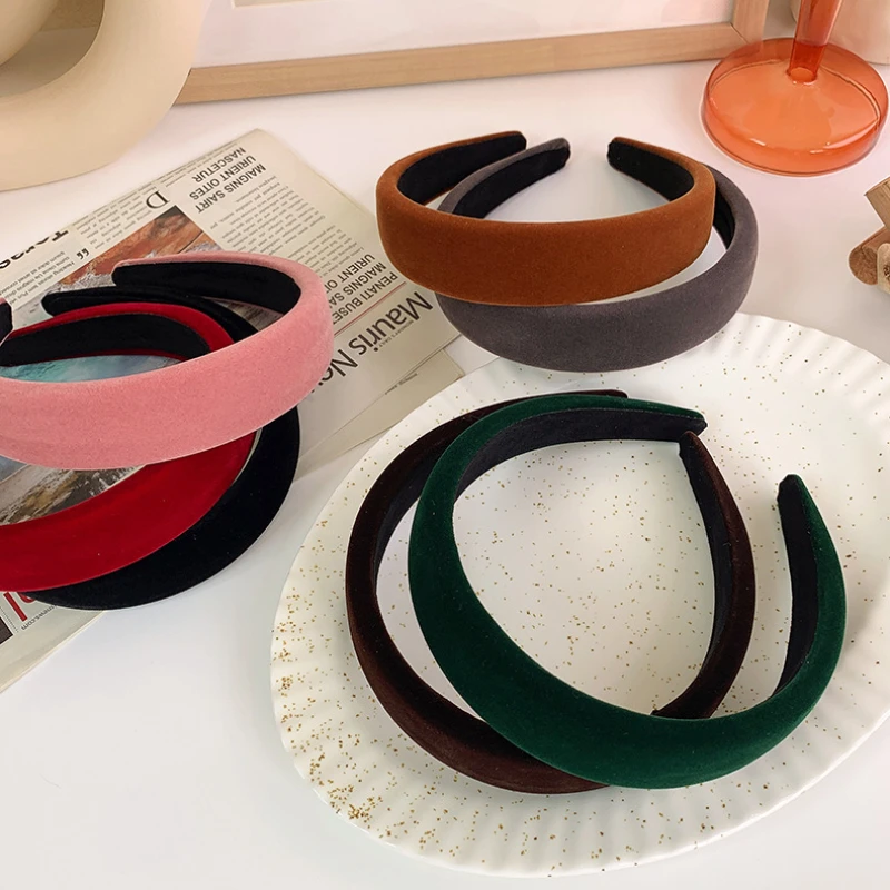 Fashion New Velvet Headbands Retro Simple Wide Sponge Hair Band For Woman Girls Elegant Versatile Hair Hoop Hair Accessories