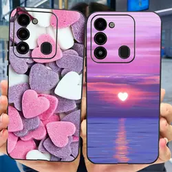 For Tecno Spark 8C Phone Case Cute Love Heart Black Silicone Soft Cover For Tecno Spark Go 2022 Funda KG5 KG5h KG5j Spark8C Capa