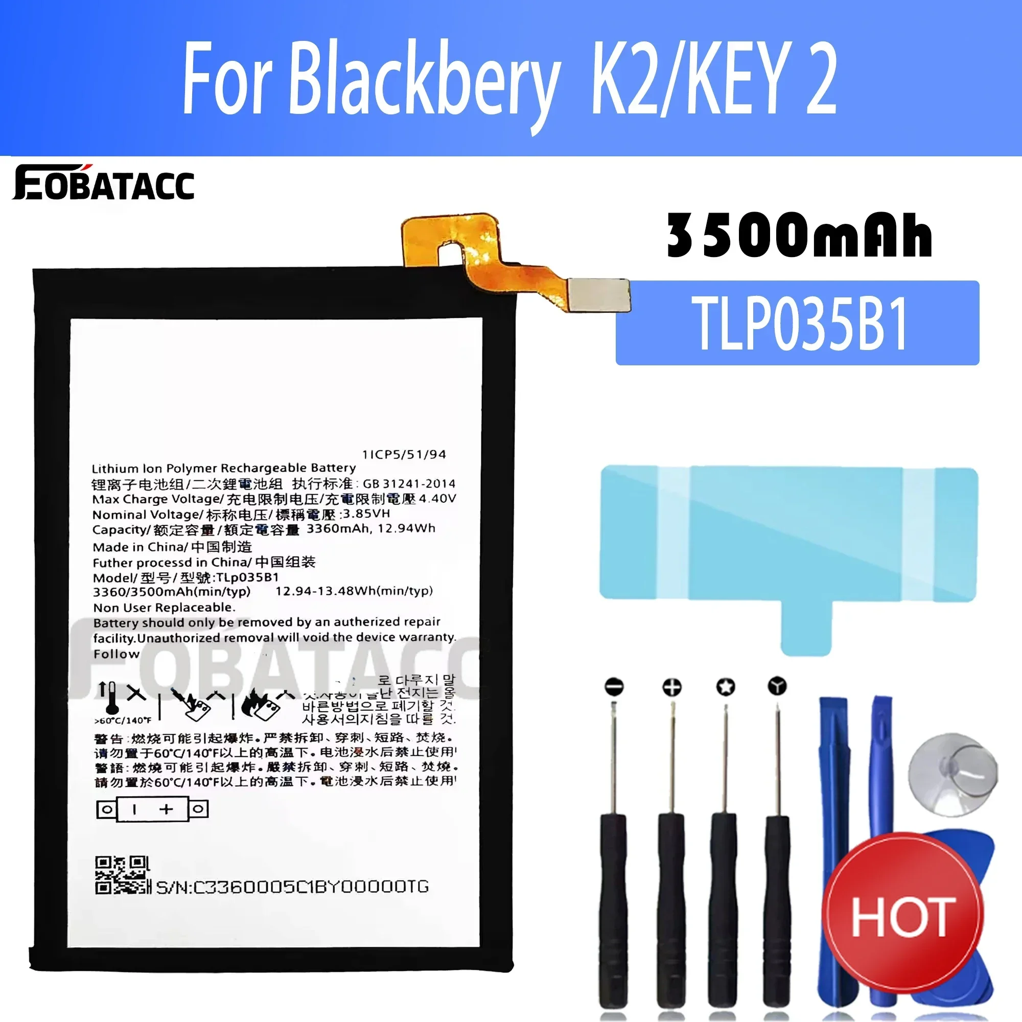 

TLP035B1 TLP034E1 Battery for Blackberry Keytwo Key2 Key 2 Keyone KEY1 For Alcatel DTEK70 Original Capacity Batteries Bateria