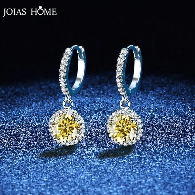 JoiasHome Silver 925 Round D-Color Moissanite Gem Pendant Earrings Women's Jewelry Classic Fashion Style, First Choice for Gifts