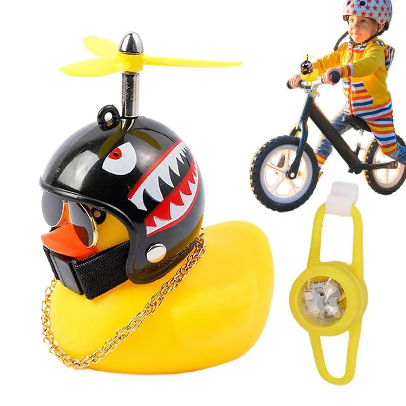 Rubber Broken Wind Duck Toy Motorcycle Car Ornaments Yellow Duck Car Dashboard Decoration with Cool Glasses Propeller Helmet