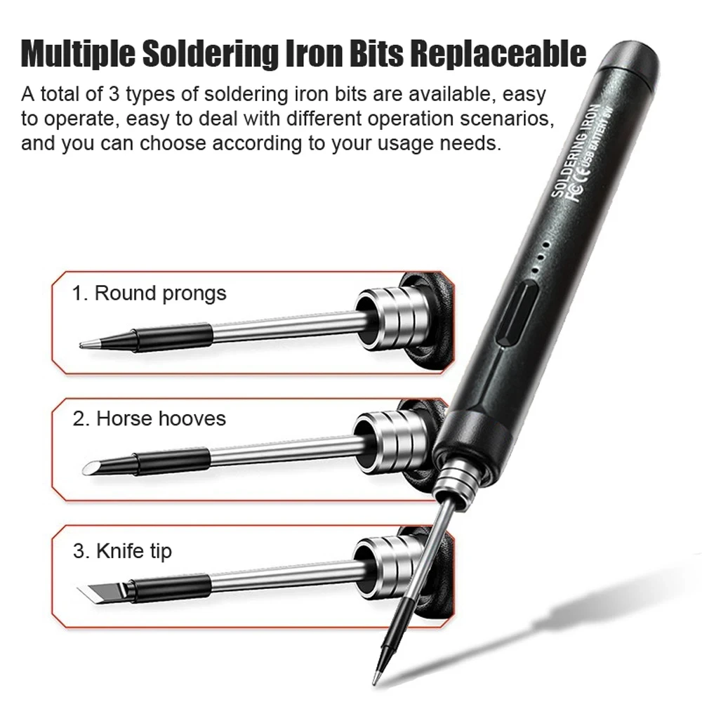 Przenośna, inteligentna lutownica USB, akumulator o dużej pojemności 800 mAh, inteligentna 300-450℃ Regulacja temperatury