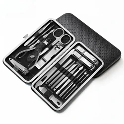 Youpin 19 Pcs Portable Luxury Manicure Set Pedicure Kit Bright Black Nail Clipper Set Personal Care Tool Eyebrow Scissors Home