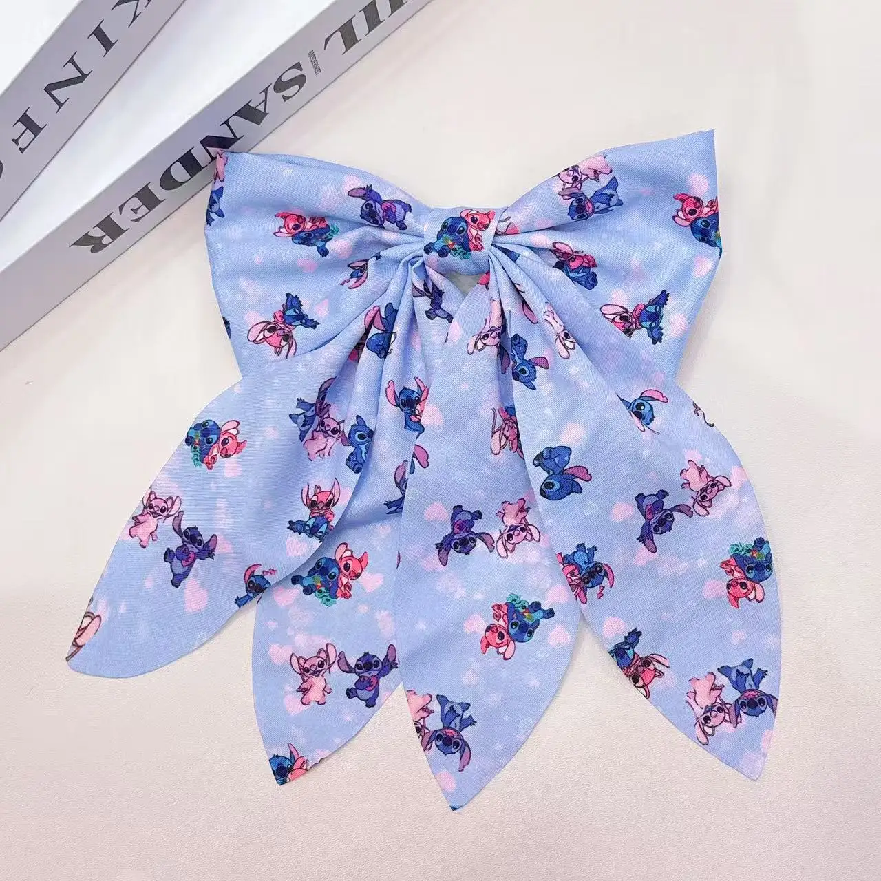 Disney beliebte Cartoon Kinder Schleife Haarspange Mädchen Hinterkopf Haarschmuck blauer Stoff Kopfschmuck Entenschnabel Clip