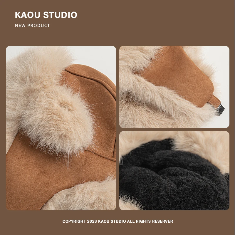 Winter fleece thickened Lei Feng hat men's and women's warm ear hair fleece hat outdoor ski hat