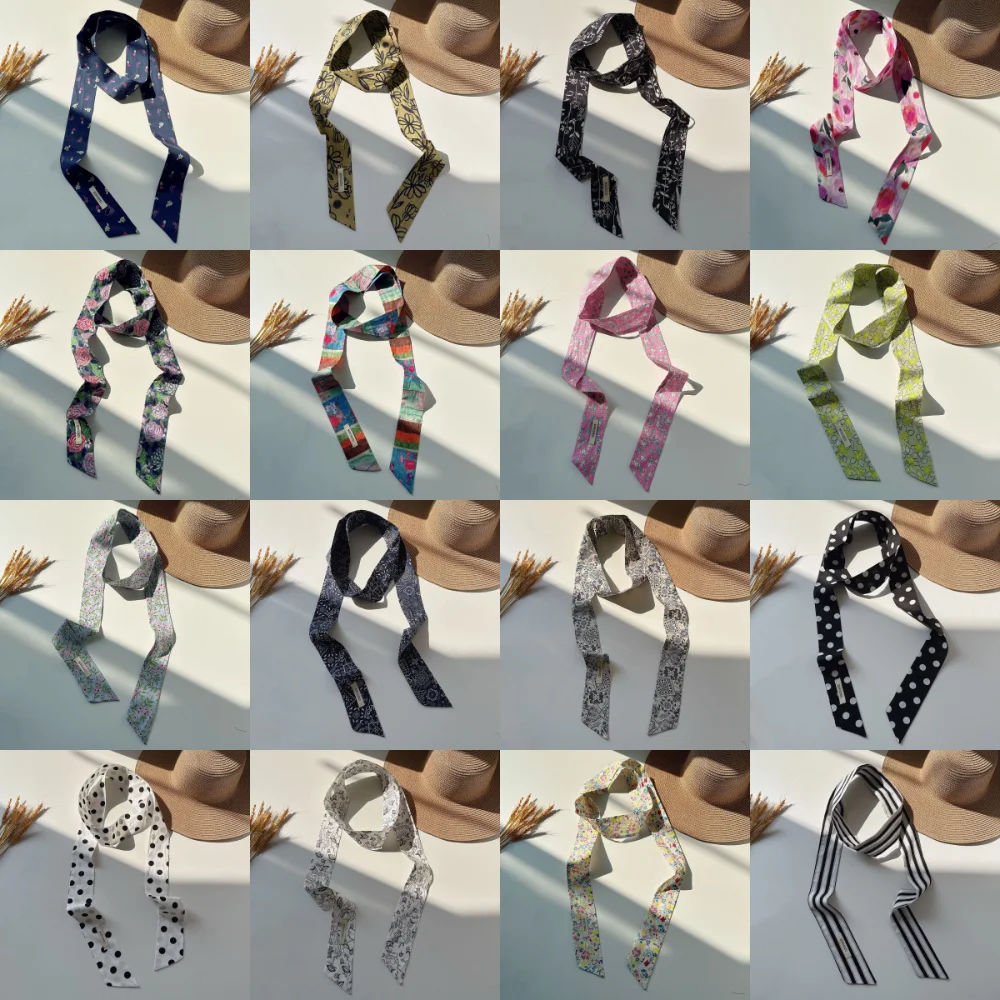 มัลติฟังก์ชั่ผ้าฝ้ายภาพวาดสีน้ํามันผ้าพันคอบางดอกไม้ผ้าพันคอ TULIP Polka Dot เข็มขัดสาว