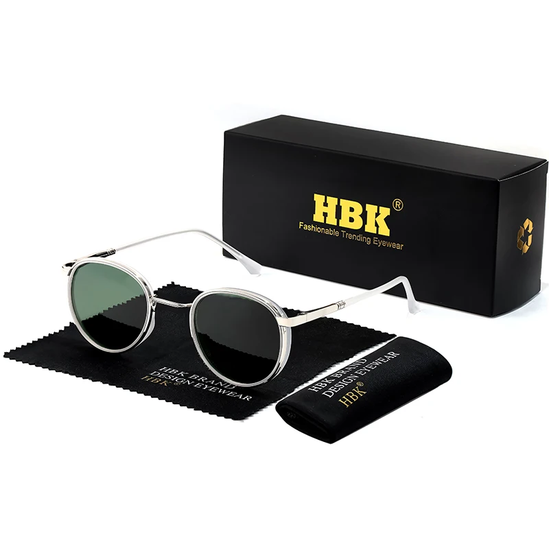 HBK TRetro Punk Herren Polarisierte Sonnenbrille Rundes Design Modische UV400 Unisex Sonnenbrille Reise Party Ideaal für Geschenke – Detail 12