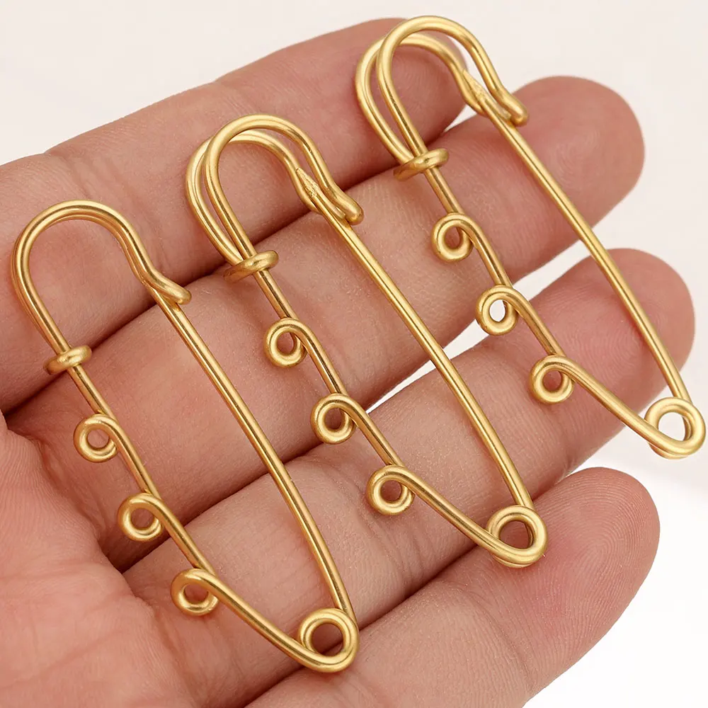 5pcs Stainless Steel 50mm Big Safety Pins with Jump Rings for Clothes Sewing Brooch DIY Craft Findings Jewelry Making Supplies