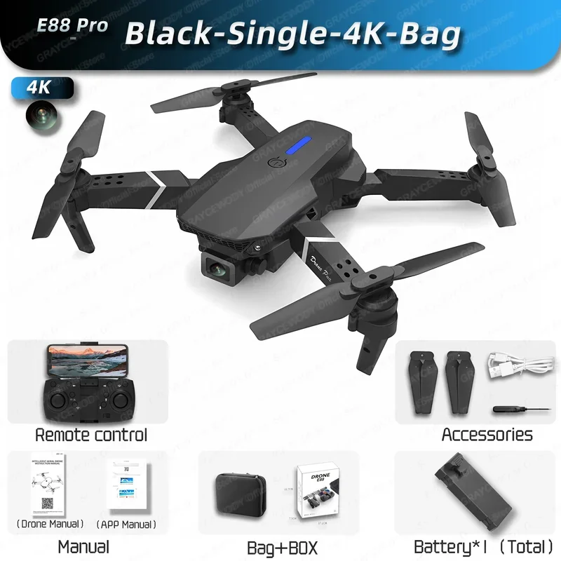 

New E88 Pro Drone 8k Profesional 4K HD Camera Obstacle Avoidance Aerial Photography Optical Flow Foldable Quadcopter RC 5000M