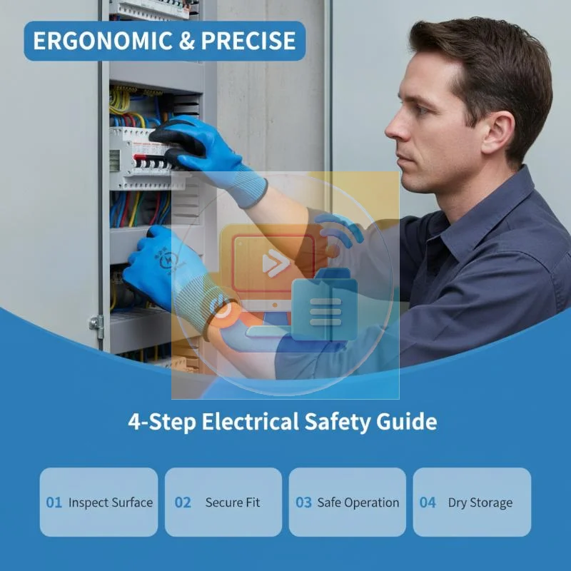 1 Pair Withstanding Voltage High Elasticity Glove Safety Protective Blue Electrician Insulating Gloves