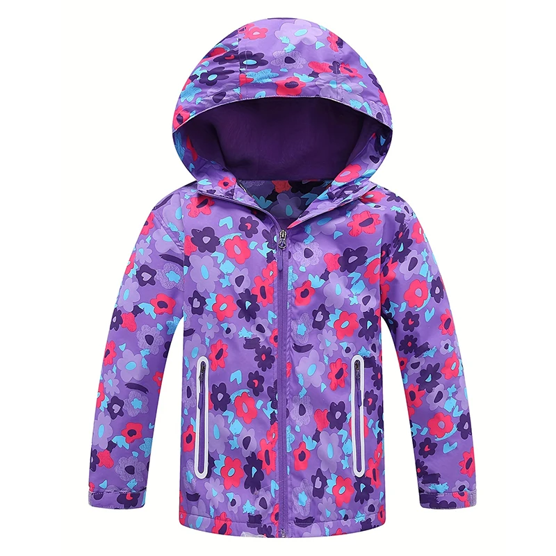 Girls' outdoor windproof and waterproof jacket, double-layer fleece warm autumn and winter girls' jacket