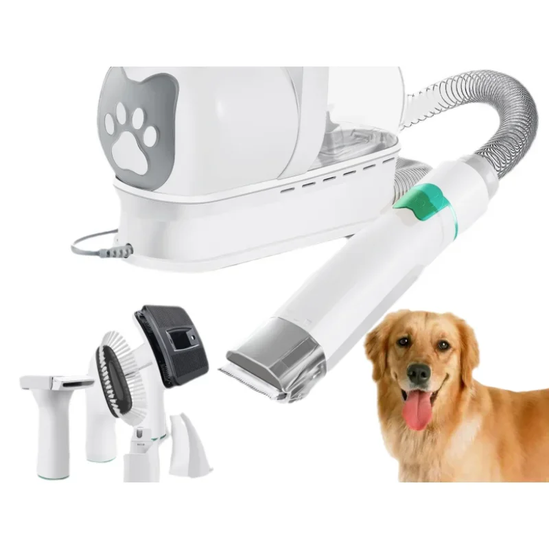 Tondeuse à poils d'animaux multifonctionnelle 7 en 1, kit d'aspirateur pour chien et chat, coupe sous vide transfrontalière, fournitures de rasage intégrées