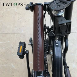 Twtopseバイク牛革プロテクターカバー手作りブロンプトン用折りたたみ自転車フレームハンドルポスト自転車バッグクイックリリース革信管