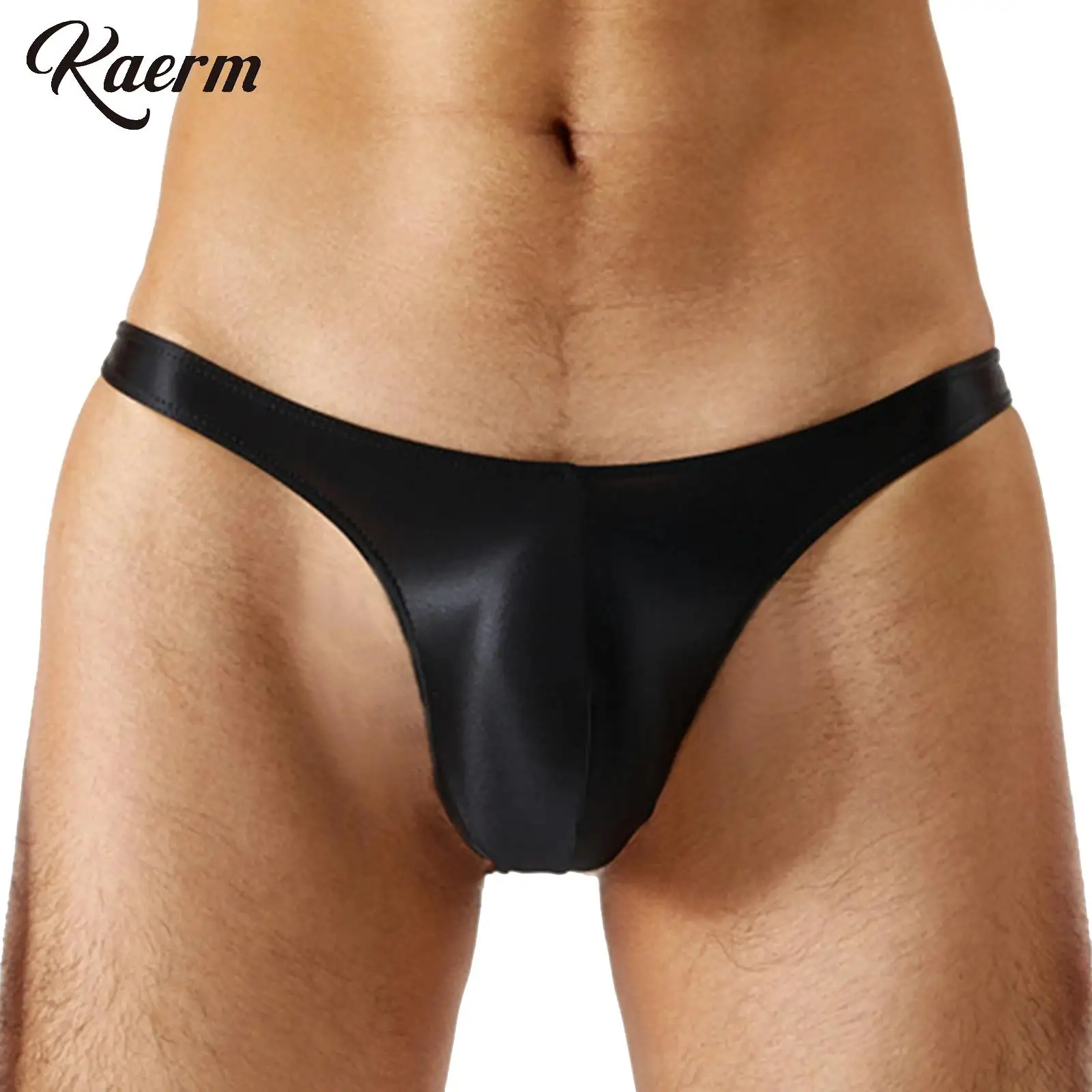 

Mens Sexy Swimming Trunks Underwear Glossy Bulge Pouch Thongs Lingerie Solid Color Low Waist Briefs Underpants Beach Swimwear