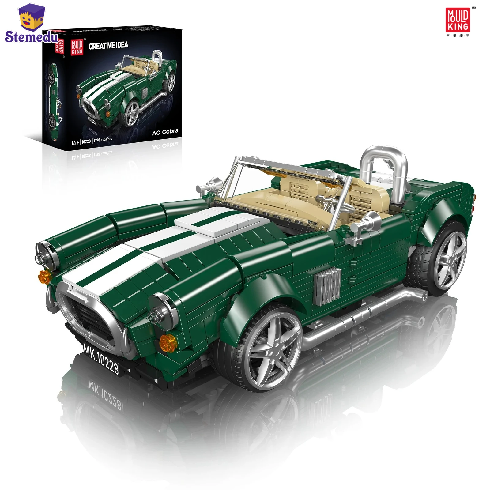 

Mold King 10228 1198 шт. технический автомобиль AC Cobra ретро винтажные строительные блоки старомодный родстер набор кирпичей детский автомобиль игрушечный