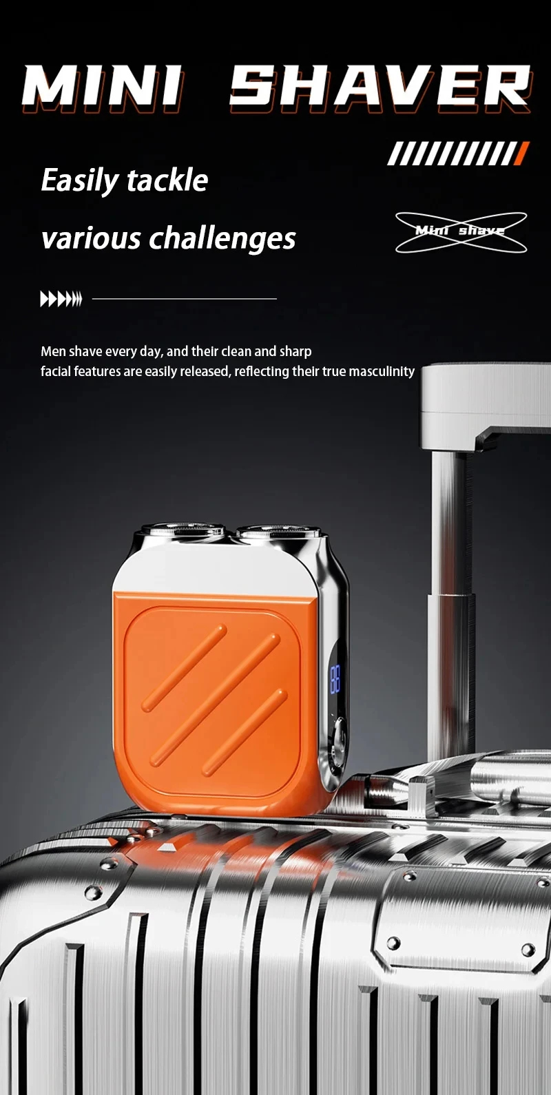 Lenovo Electric Razor IPX7 Waterproof Ultra-clean Mini Dual-head Magnetic Shaving Portable Digital Display Electric Beard Shaver