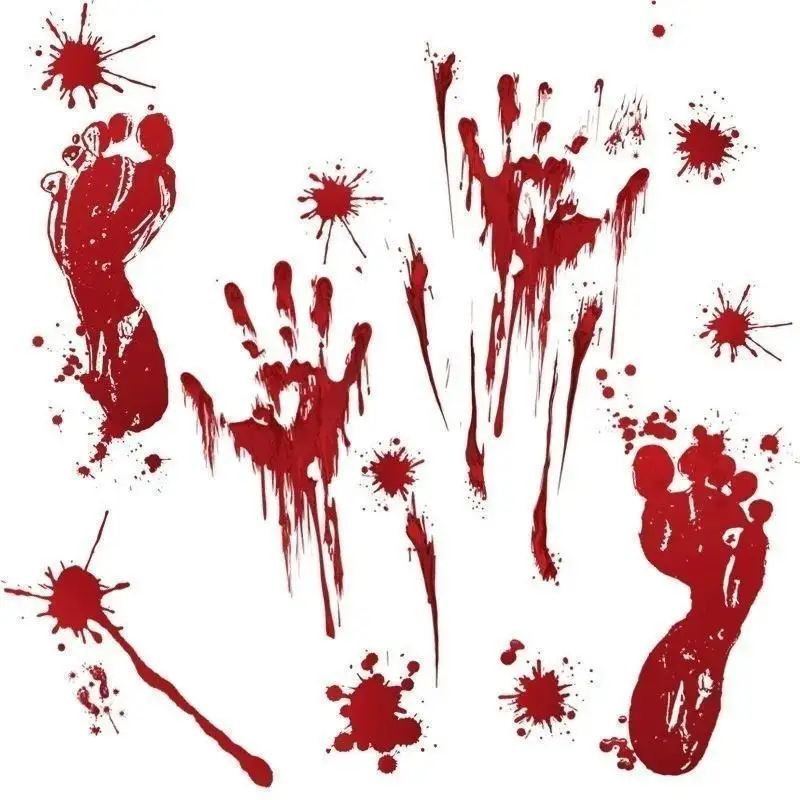 Halloween Horror Blood Handprint Wall Sticker Removable Window Glass Floor Decal Haunted House Party Decoration Props