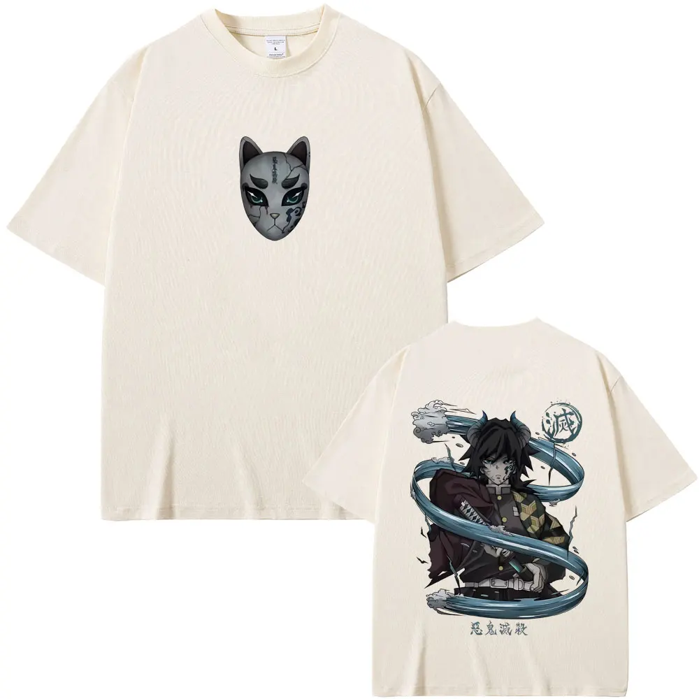 

Anime Demon Slayer Tomioka Giyuu Double Sided Print T-shirt Men Women Clothing Cartoon Oversized T Shirts Man Casual Cotton Tees