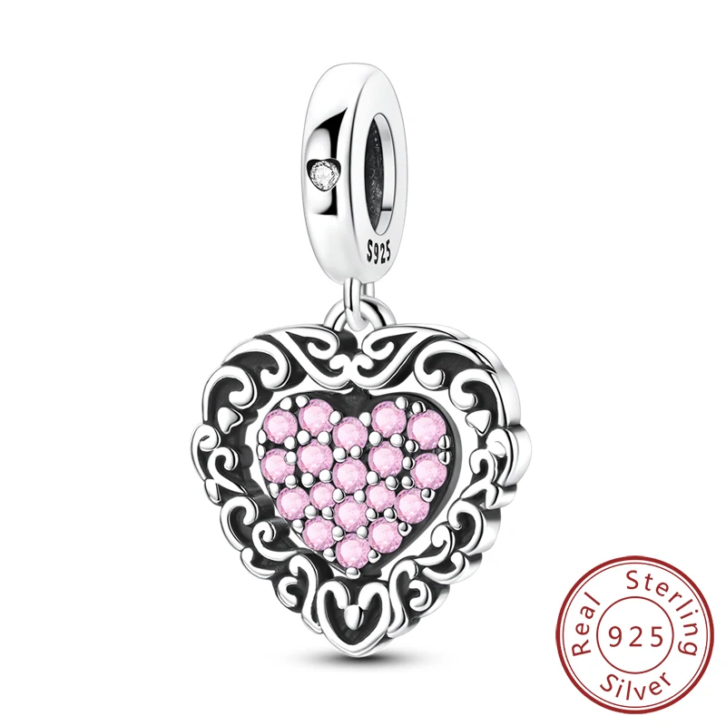 Original 925 Sterling Silber Herz Liebe Charms Perlen Anhänger Fit Original Armband Halskette DIY Charms Frauen Mann Schmuck Geschenk