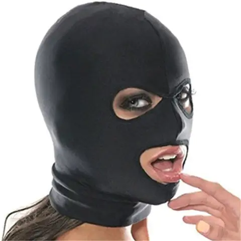 Maschera Cappuccio Giocattoli sexy Bocca aperta Bondage per occhi Maschera per feste Cosplay Schiavo Puntura Copricapo Gioco per adulti BDSM Bondage Set