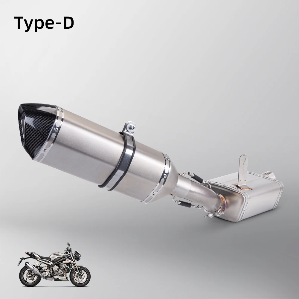 High QualityMotorcycle Carbon Fiber Link Exhaust Pipe, Middle End Tail,  Street Triple 765 R RS 2017-2024