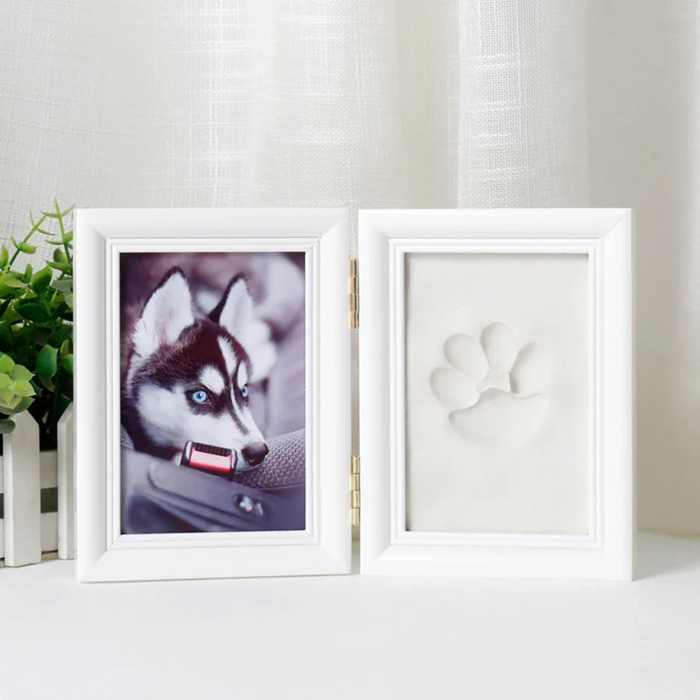 Freestanding Picture Frame 2-in-1 Design Bifold Pet Pawprint Keepsake Kit Home Decor For Pictures/Photos/Posters