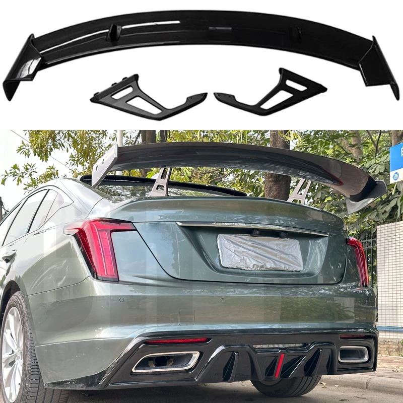 For Cadillac CT4 CT5 Rear Trunk Iid GT Universal Spoiler Tail Accessories  Real Carbon Fiber Black Exterior Car Rear Spoiler