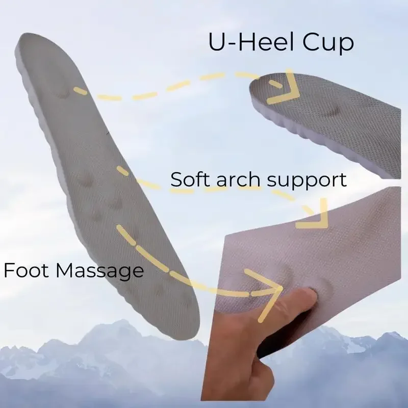 توفير تعب القدم! نعال داخلية 4D Air Cloud Tech، راحة فائقة النعومة + تدليك بالضغط الإبري، دعم القدم طوال اليوم ~