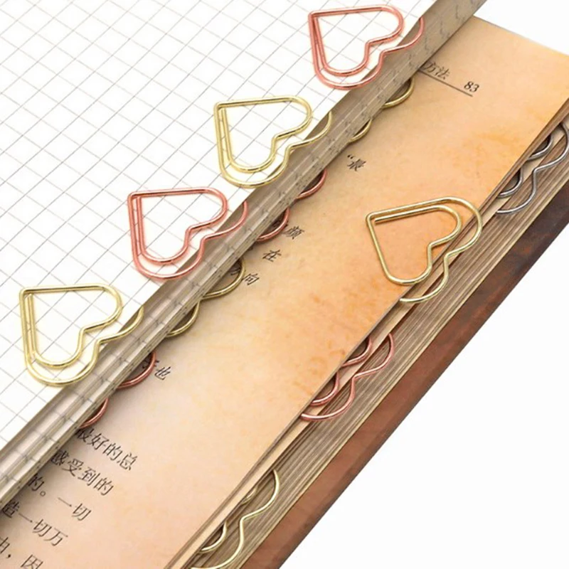 10 Stück Metall Büroklammern Herzen Mini Binder Clip Lesezeichen Buch Bindung Notiz Dekor Briefpapier Schule Büro Bindung Lieferungen
