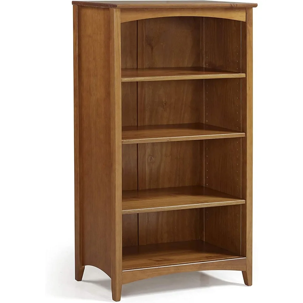 

Shaker Style 4 Shelf Bookcase / Solid Wood / 48" High / Adjustable Shelving / Closed Back / Display Bookshelf for Living Room