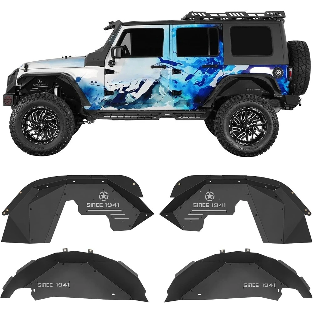 

Алюминиевые внутренние вкладыши на крылья для JK 2007-2018 гг. 2/4 двери, крышка колодца переднего и заднего колеса